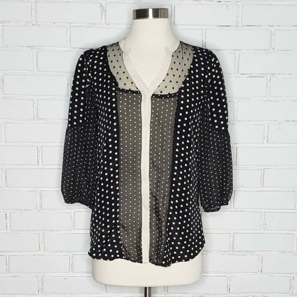 [LC Lauren Conrad] Black Polka Dot Button UpTop